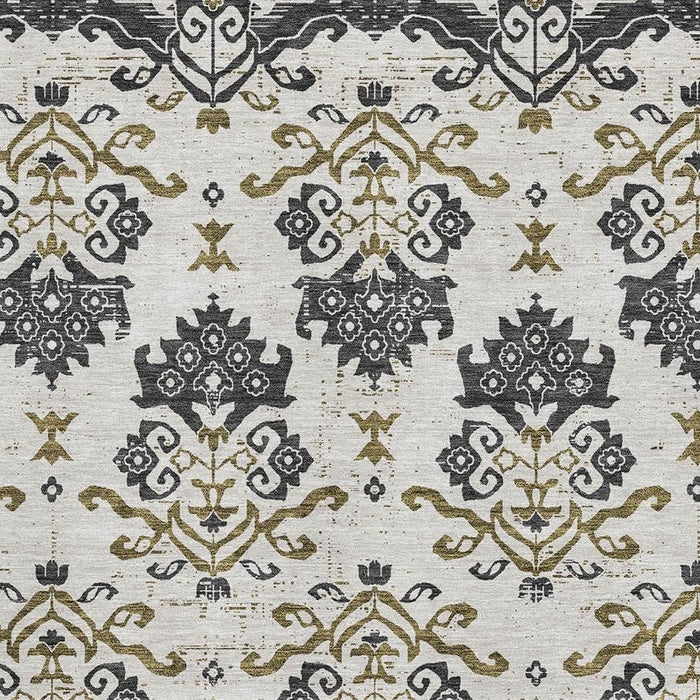 10' X 14' Transitional Medallion Washable Area Rug With UV Protection - Black