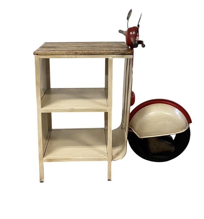 Rustic Scooter Cabinet - Red / White