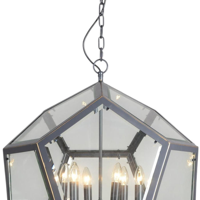Unique Statement Six Light Metal Chandelier With Shades - Clear