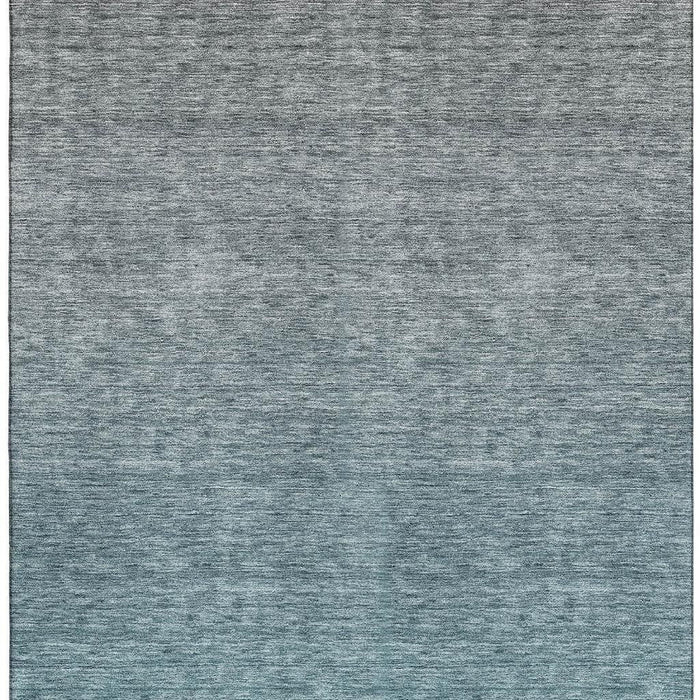 10' X 14' Ombre Washable Area Rug With UV Protection - Teal And Gray
