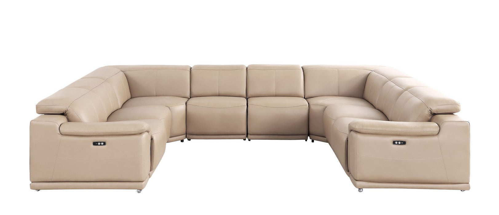 Leather Modular U-Shaped Eight Piece Corner Sectional - Beige