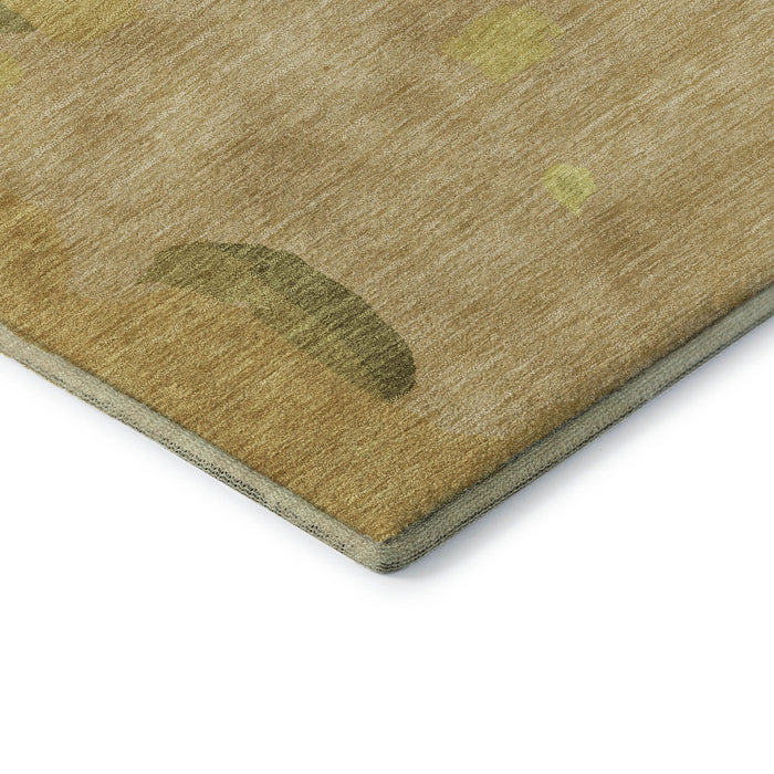 10' X 14' Abstract Washable Area Rug With UV Protection (680723) - Gold / Brown / Beige