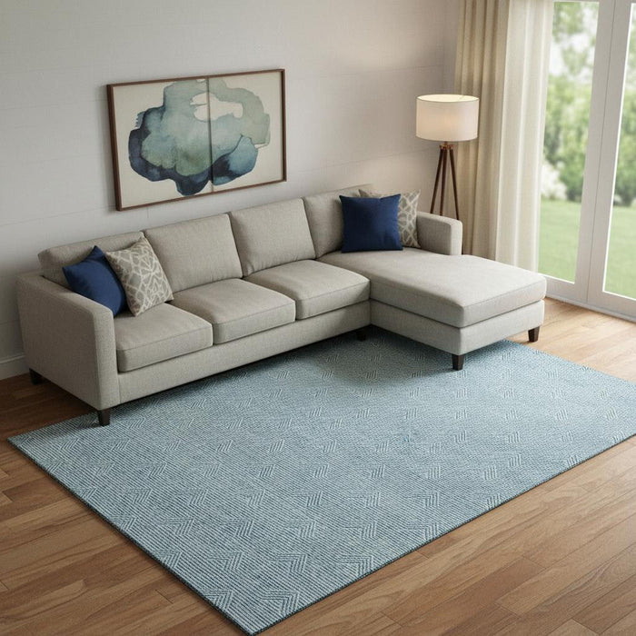 10' X 14' Abstract Geometric Washable Area Rug With UV Protection (672380) - Teal / Ivory