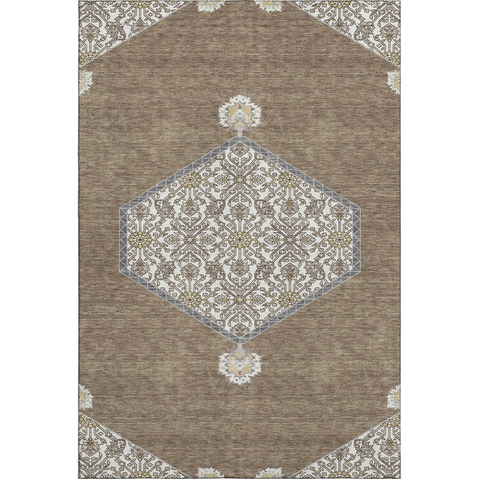 10' X 14' Oriental Washable Area Rug With UV Protection (679342) - Brown / Beige / Gray