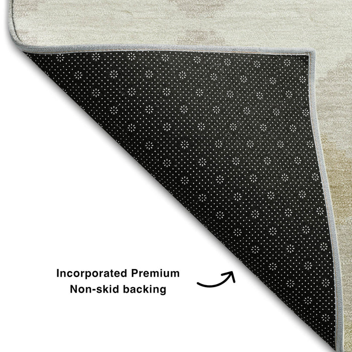 10' X 14' Geometric Washable Area Rug With UV Protection (679030) - Beige / Taupe / Ivory