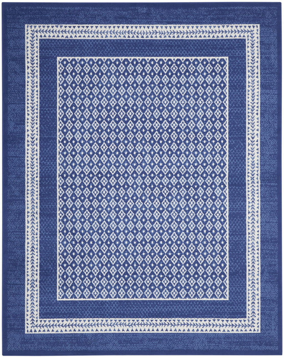 8' X 10' Geometric Distressed Area Rug (551062) - Blue / Ivory