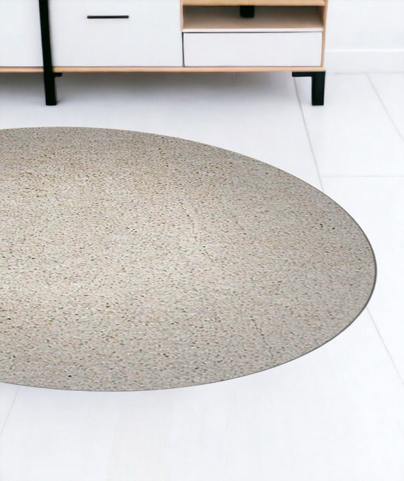 8' Round Polyester Area Rug - Ivory