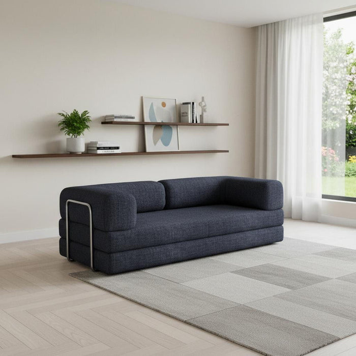 Chenille Convertible Futon Sleeper Sofa - Blue