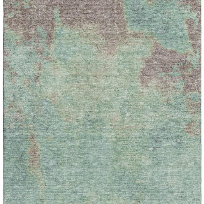 10' X 14' Abstract Washable Area Rug With UV Protection (697890) - Pale Aqua / Taupe