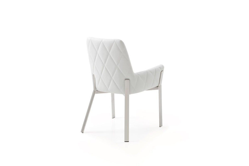 Upholstered Faux Leather Dining Room Arm Chair - White