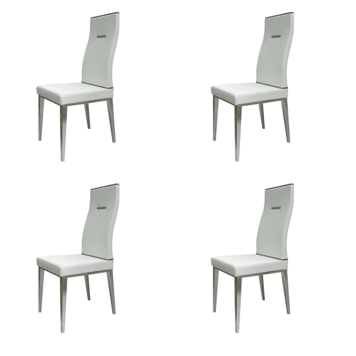 Upholstered Faux Leather Dining Side Chairs (Set of 4) - White