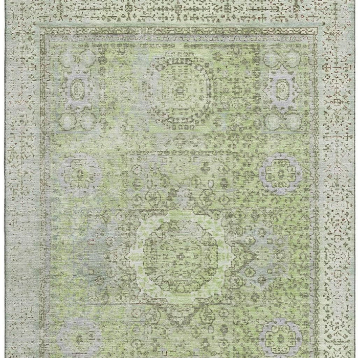 10' X 14' Oriental Washable Area Rug With UV Protection (699746) - Artichoke Green / Gray