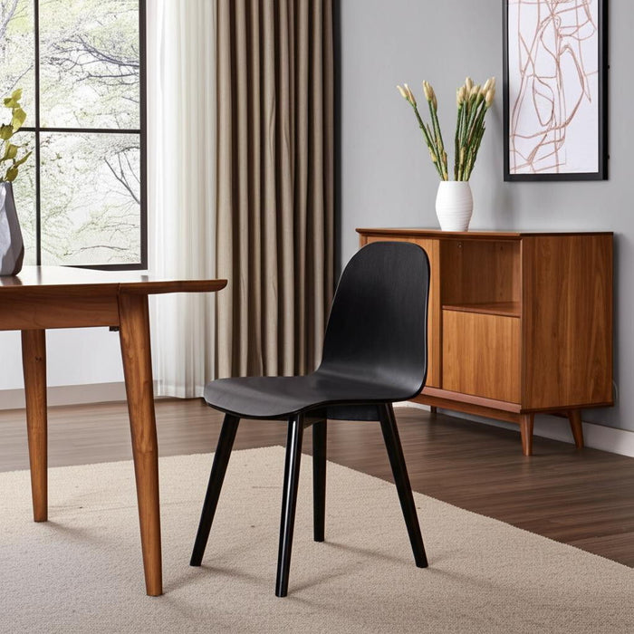 Solid Wood And Wood Dining Side Chair - Black