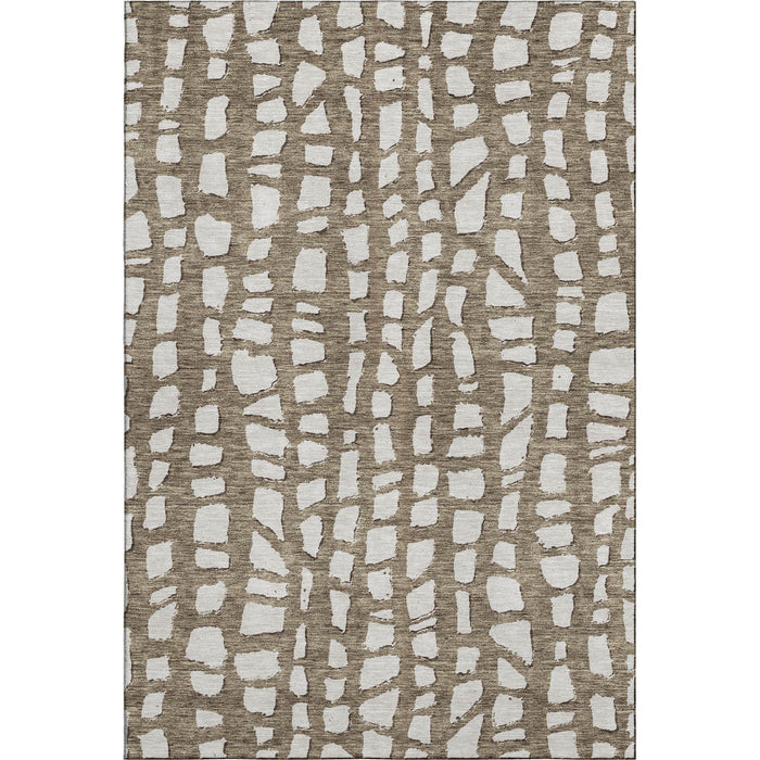9' X 12' Cobblestone Washable Area Rug With UV Protection - Brown And Ivory