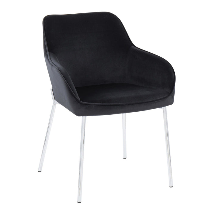 Daniella - Dining Chair (Set of 2) - Chrome Steel And Black Velvet
