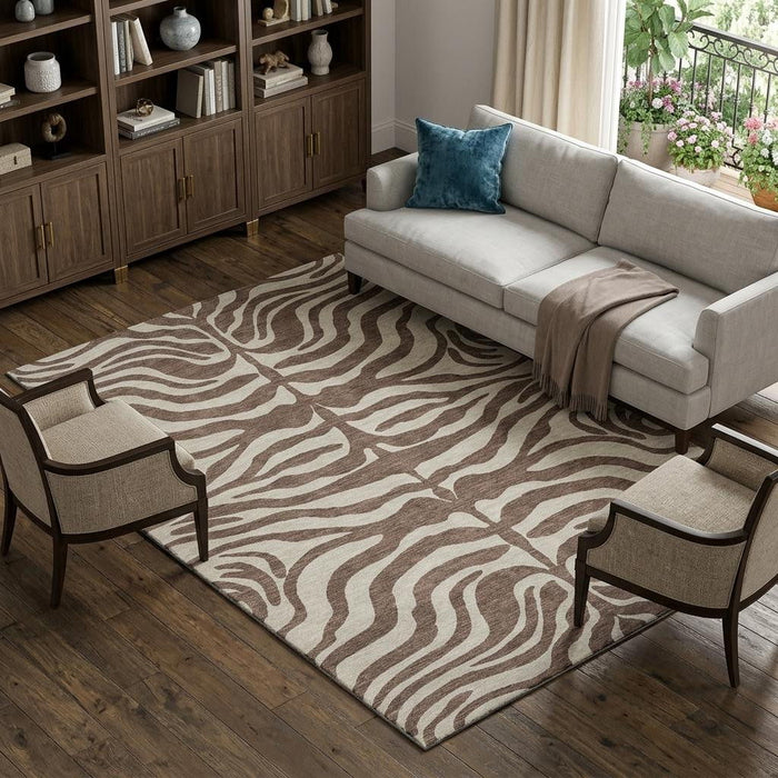 10' X 14' Animal Print Washable Area Rug With UV Protection (681749) - Brown / Beige