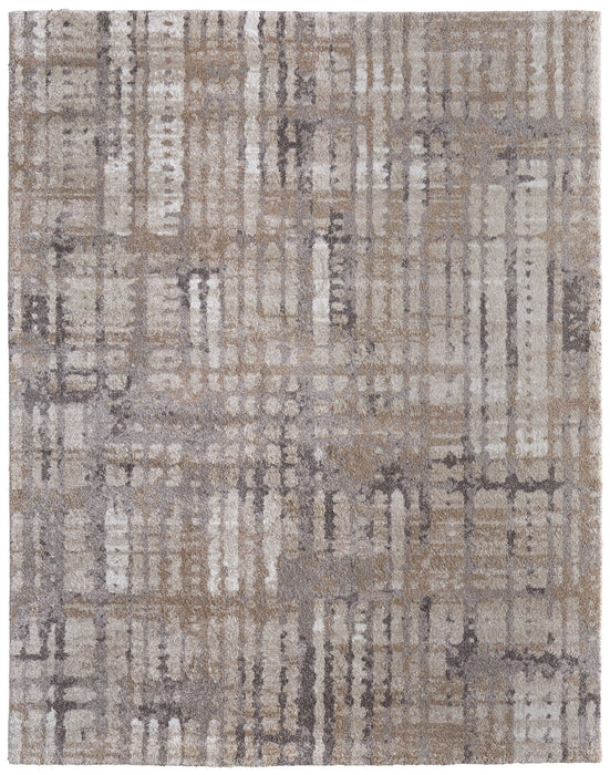 12' X 15' Industrial Abstract Distressed Area Rug - Brown