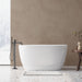 Giga freestanding oval bathtub with overflow, pop-up drain, double-walled design, glossy white finish, ideal for modern bathrooms.