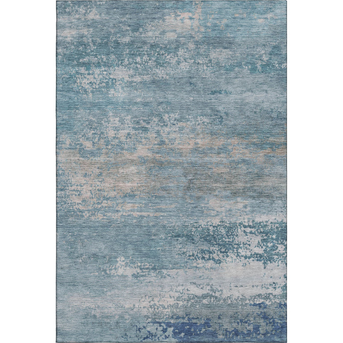 10' X 14' Abstract Washable Area Rug With UV Protection (717116) - Sky Blue / Gray