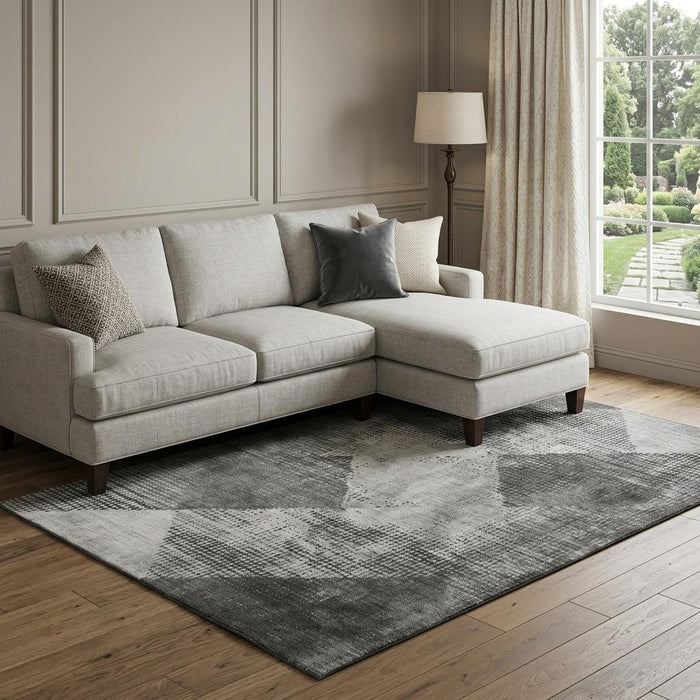 10' X 14' Diamond Washable Area Rug With UV Protection (683333) - Gray / Silver