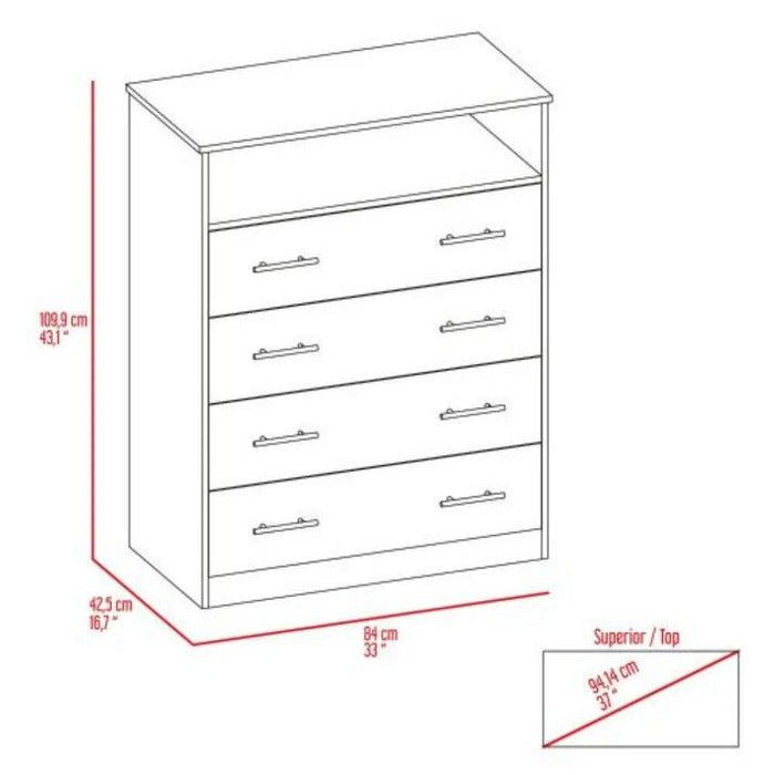 Wood Four Drawer Dresser - Black