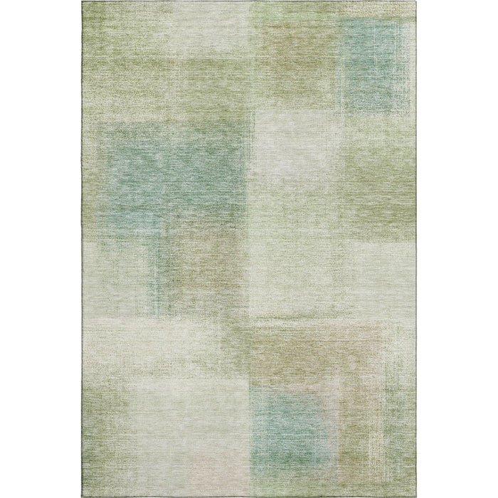 10' X 14' Transitional Abstract Washable Area Rug With UV Protection - Artichoke Green
