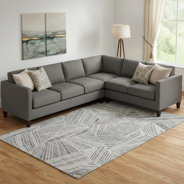 10' X 14' Geometric Washable Area Rug With UV Protection (672767) - Gray / Silver