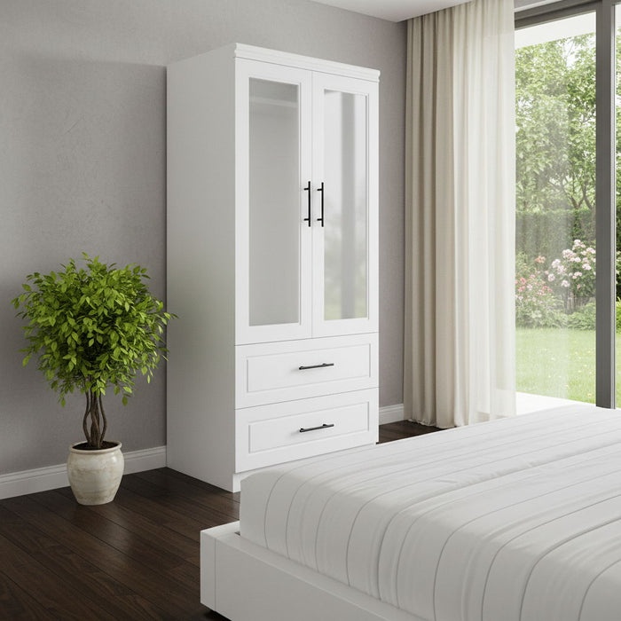 71" Clear Two Door Two Drawer Combo Dresser - Clear And White