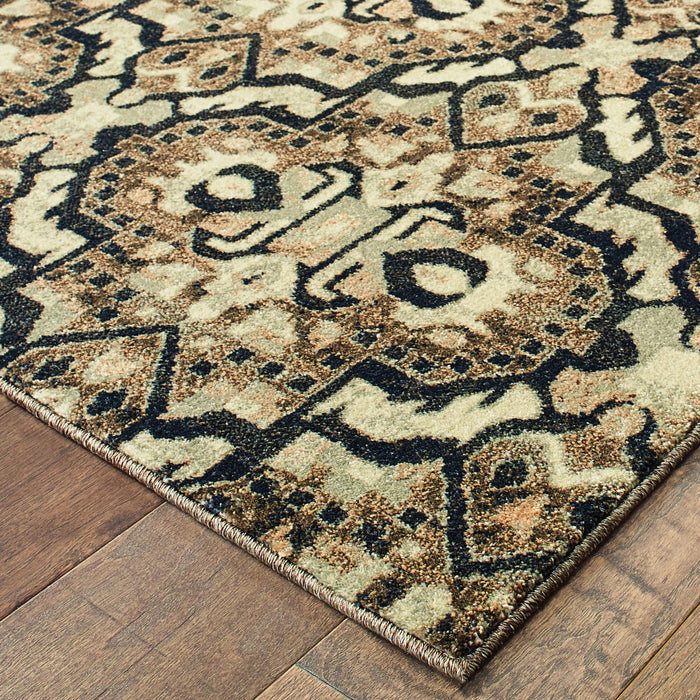 10' X 13' Geometric Distressed Area Rug - Brown