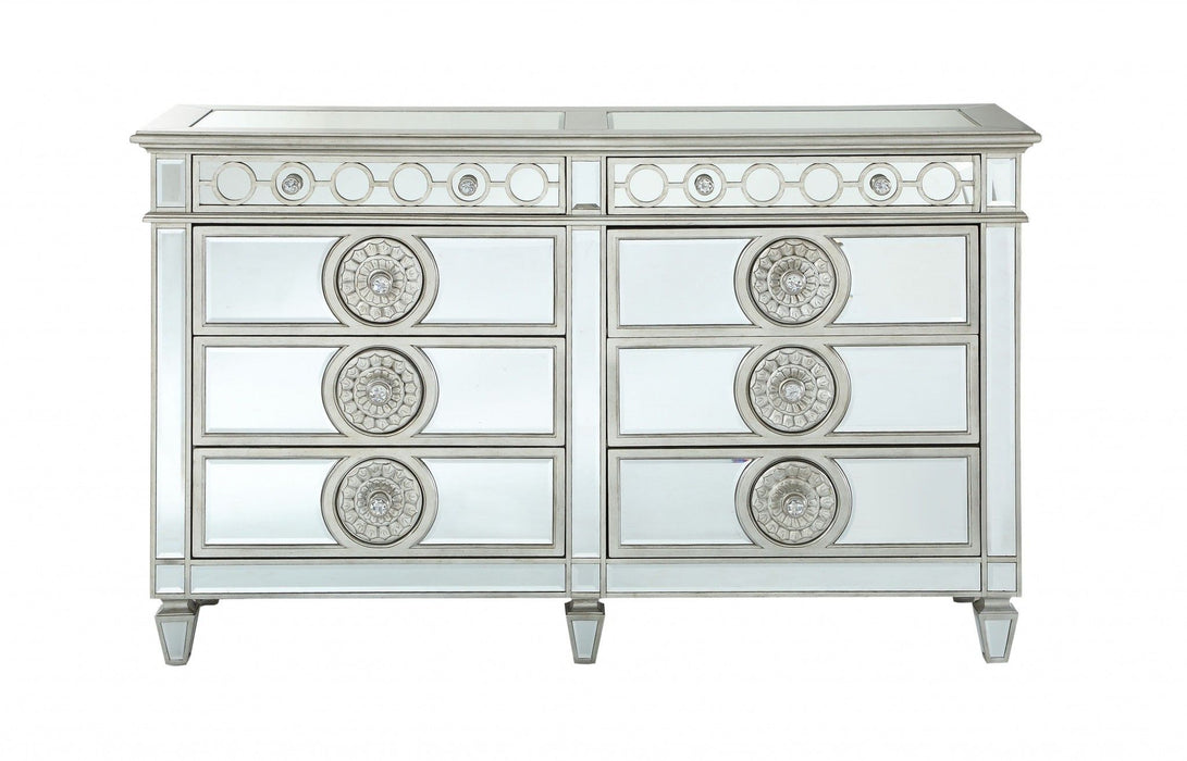 Solid Wood 6 Drawer Double Dresser - Gray