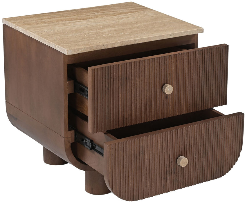 Cressa mango wood nightstand from Meridian Furniture, accent piece with a natural wood finish and compact design for bedroom decor.