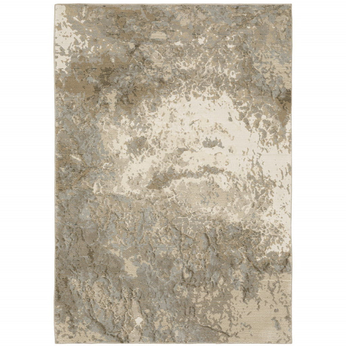 8.5' x 12.1' Power Loom Area Rug - Gray And Beige
