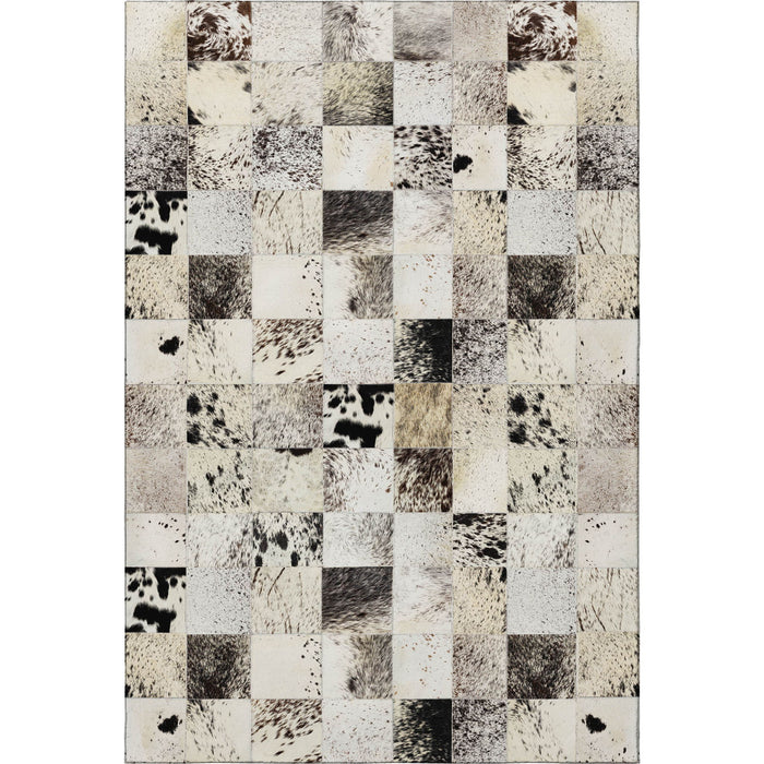 9' X 12' Patchwork Washable Area Rug With UV Protection (644735) - Granite Gray / Ivory / Black