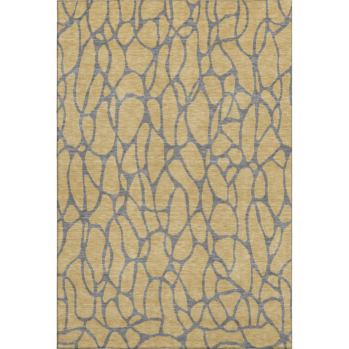 10' X 14' Geometric Washable Area Rug With UV Protection (680319) - Gold / Gray