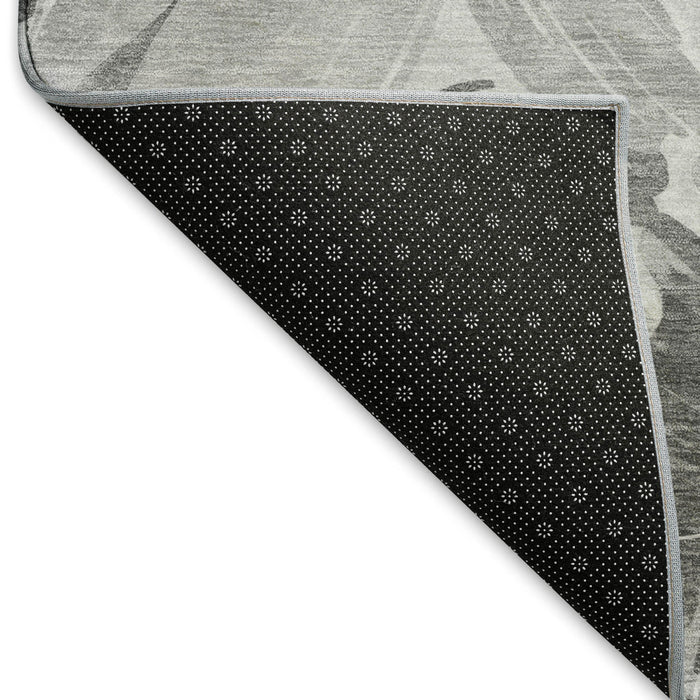 10' X 14' Floral Washable Area Rug With UV Protection (693960) - Gray / Silver / Charcoal