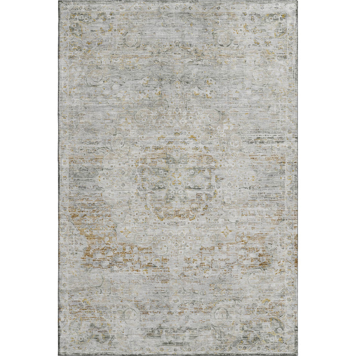 10' X 14' Floral Medallion Washable Area Rug With UV Protection (695594) - Taupe / Beige / Gray