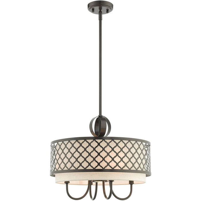 18" Five Light Dimmable Chandelier With Shades - Bronze
