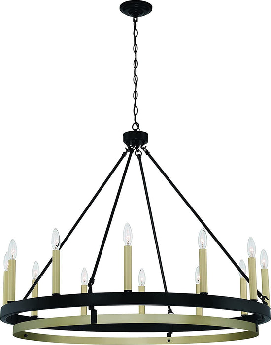 Candle Style Twelve Light Metal Dimmable Chandelier - Black