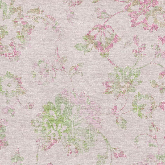 3' X 5' Floral Washable Area Rug With UV Protection (667934) - Pink / Green