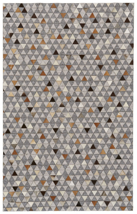 8' x 11' Geometric Hand Woven Viscose Area Rug - Gray Ivory And Brown