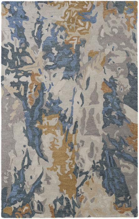 8' x 10' Wool Abstract Tufted Handmade Stain Resistant Area Rug - Gray Blue And Gold
