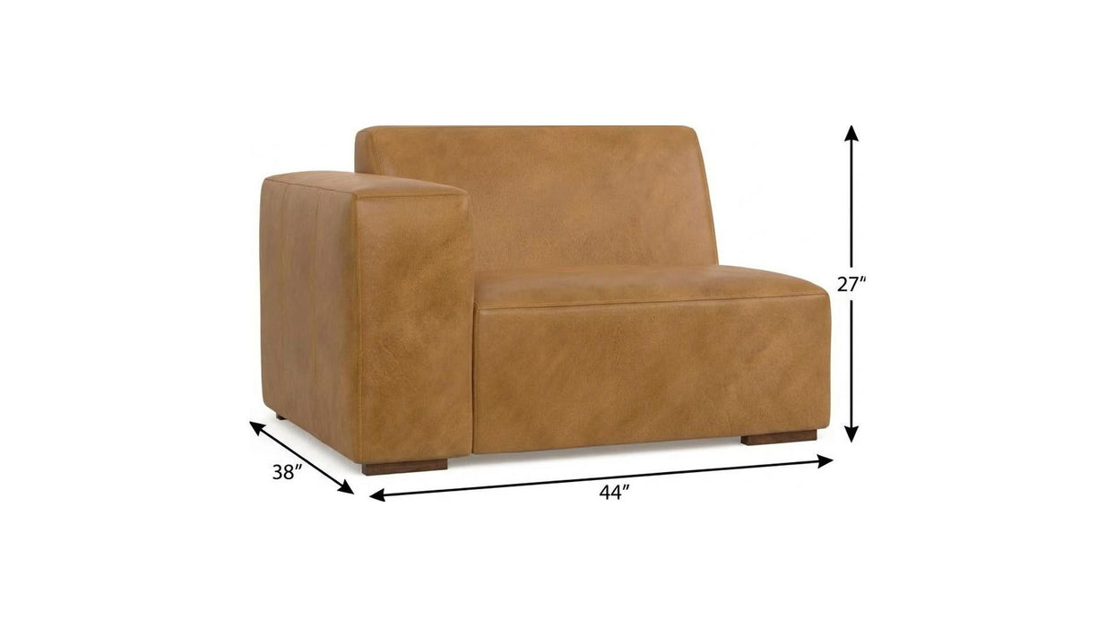 Modern Sienna Leather Modular Sofa With Brown Legs - Brown