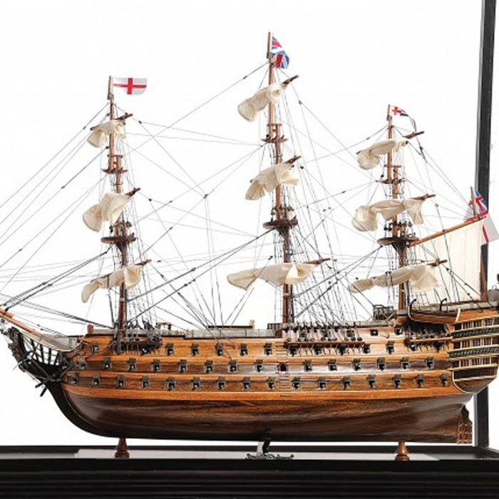 HMS Victory Large Floor Display Boat Hand Painted Decorative Boat - Brown