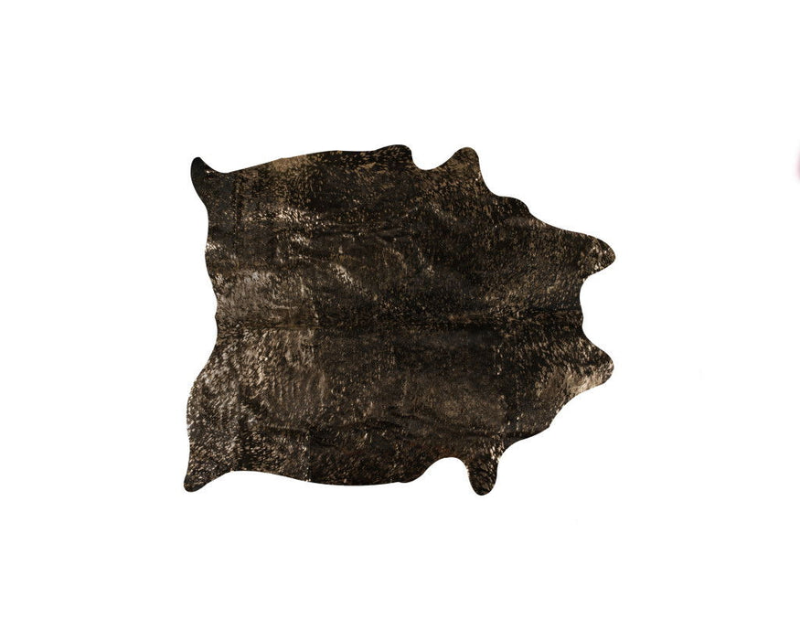 5' x 7' Gold Cowhide Hand Knotted Area Rug - Black And Copper