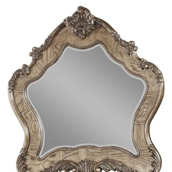 48" Abstract Framed Mounted Dresser Mirror - Oak