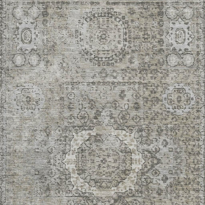 10' X 14' Oriental Washable Area Rug With UV Protection (699788) - Pewter / Silver