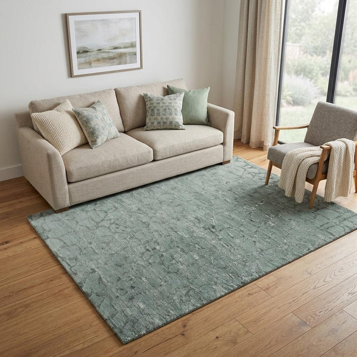 5' X 8' Abstract Hand Knotted Area Rug (744176) - Green / Blue