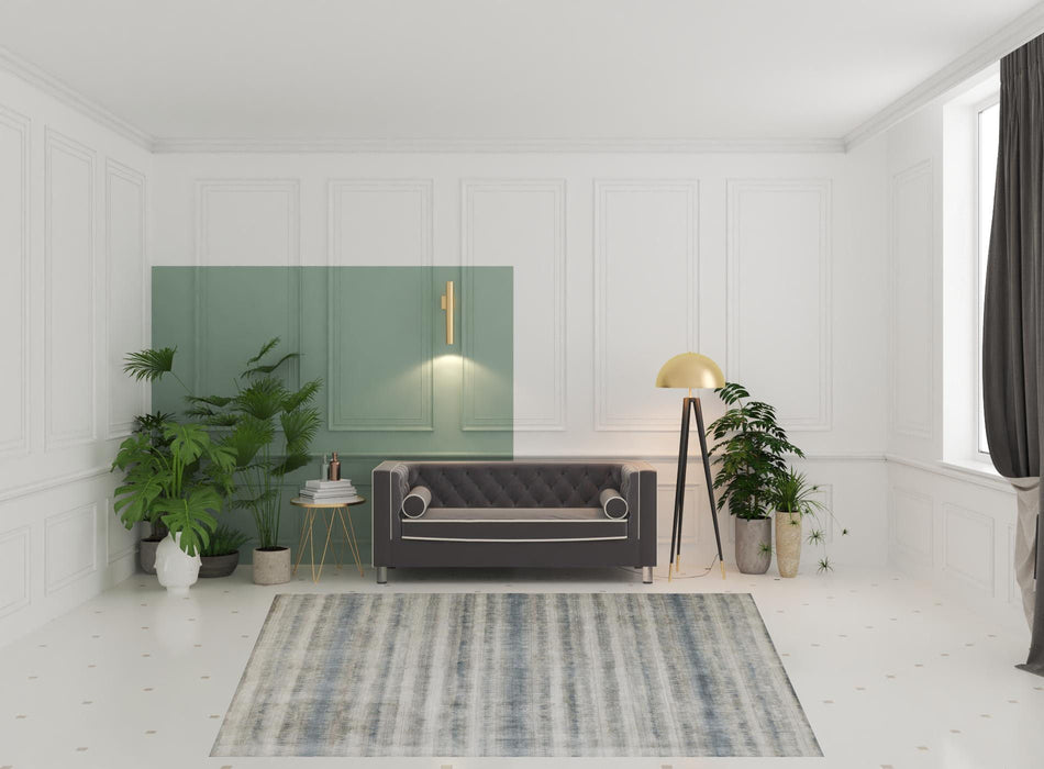 8' x 10' Abstract Hand Woven Area Rug - Gray Blue And Green