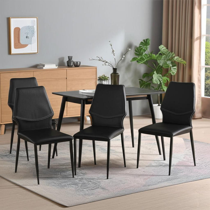 Upholstered Faux Leather Dining Side Chair (Set of 4) - Black