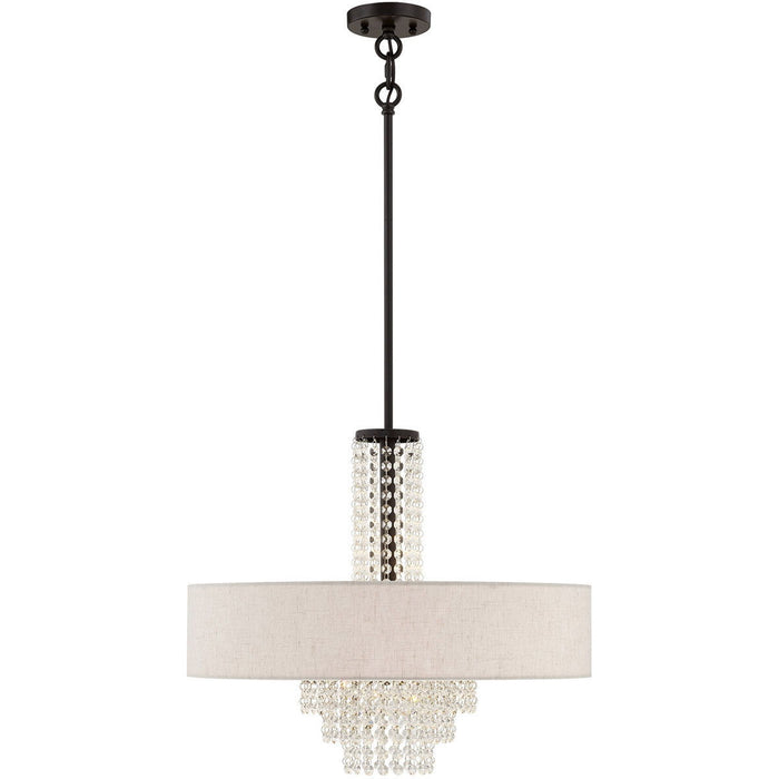 24" Five Light Metal Dimmable Chandelier With Shades - Bronze